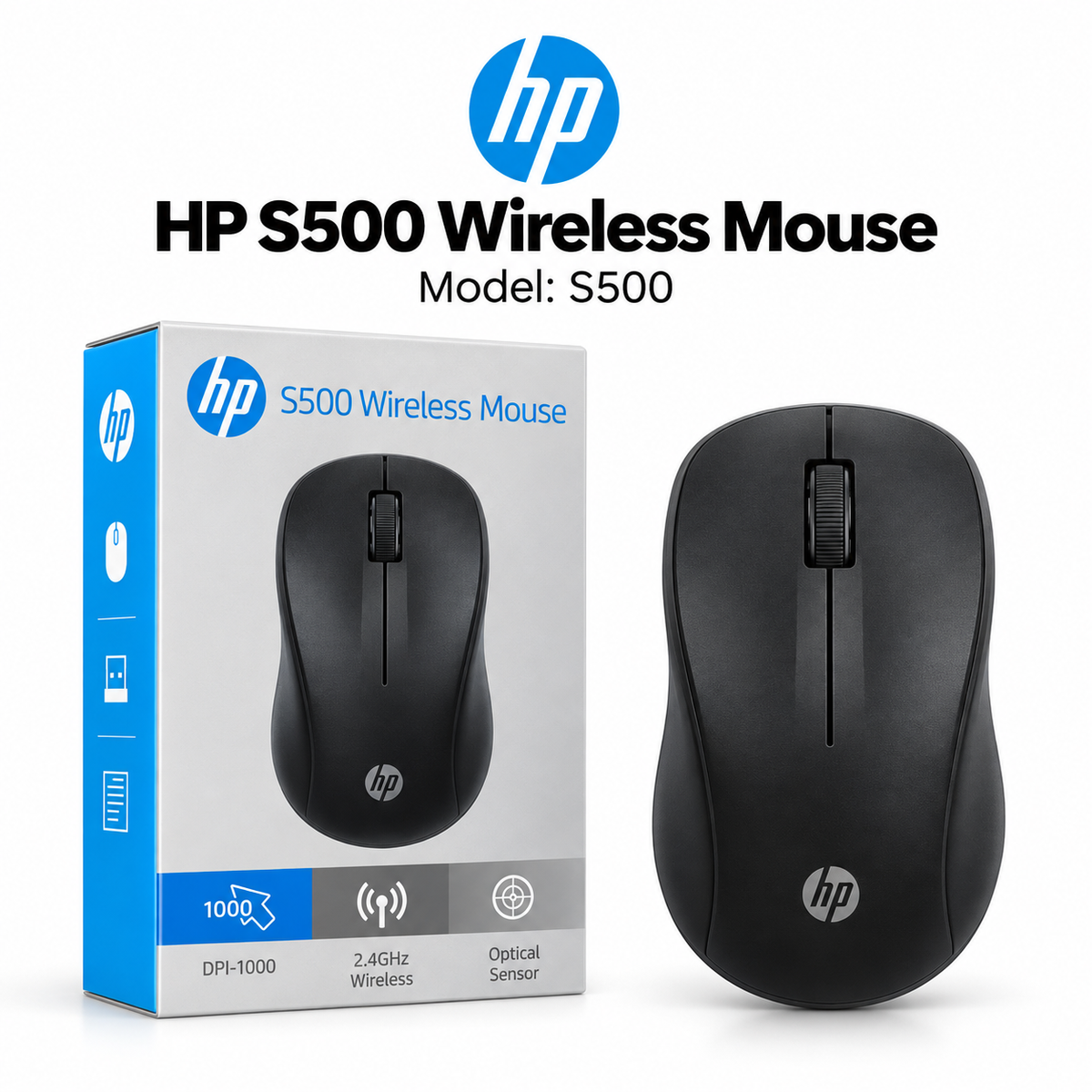 HP S500 USB | Wireless Optical Mouse | Black