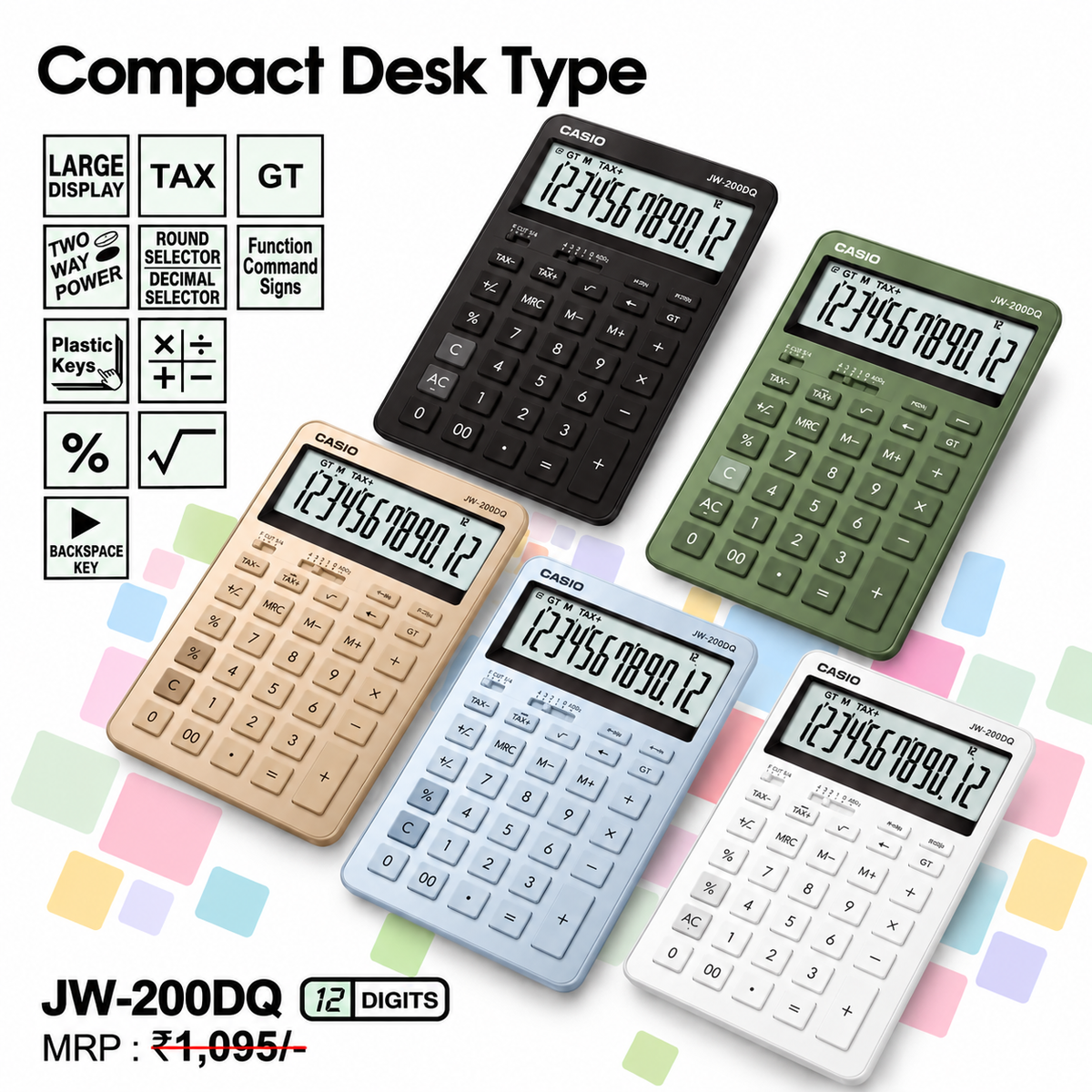 CASIO Calculator | JW-200DQ (12 Digits) | Hand Held