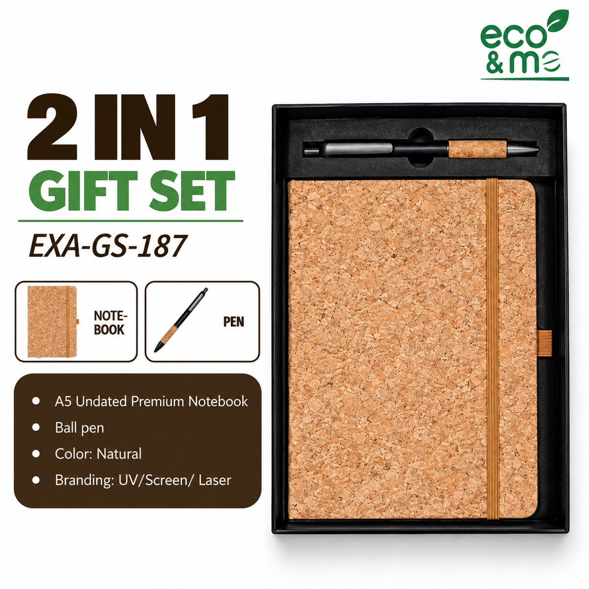 2 in 1 Bamboo Set | Notebook & Pen | EXA-GS-187