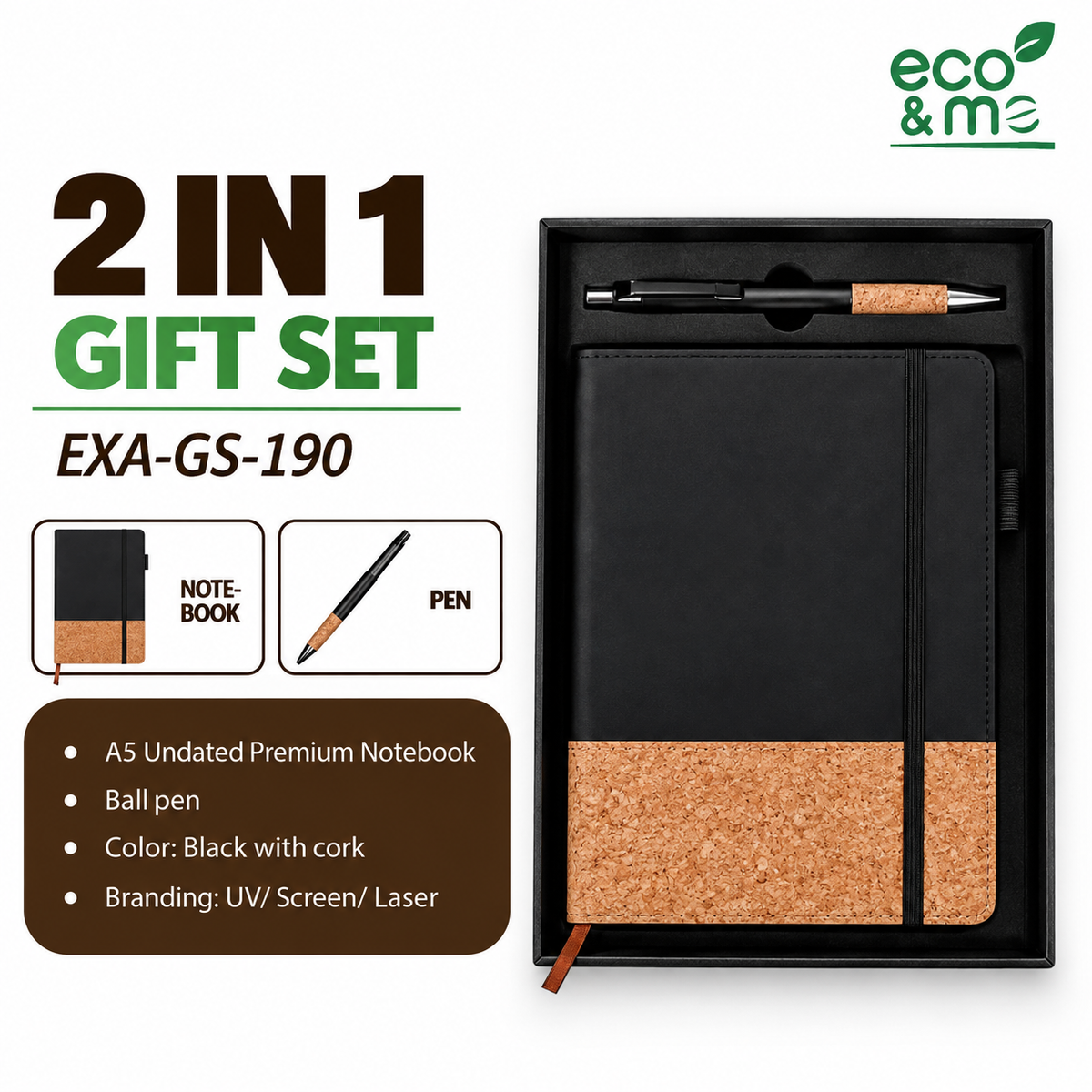 2 in 1 Bamboo Set | Notebook & Pen | EXA-GS-190