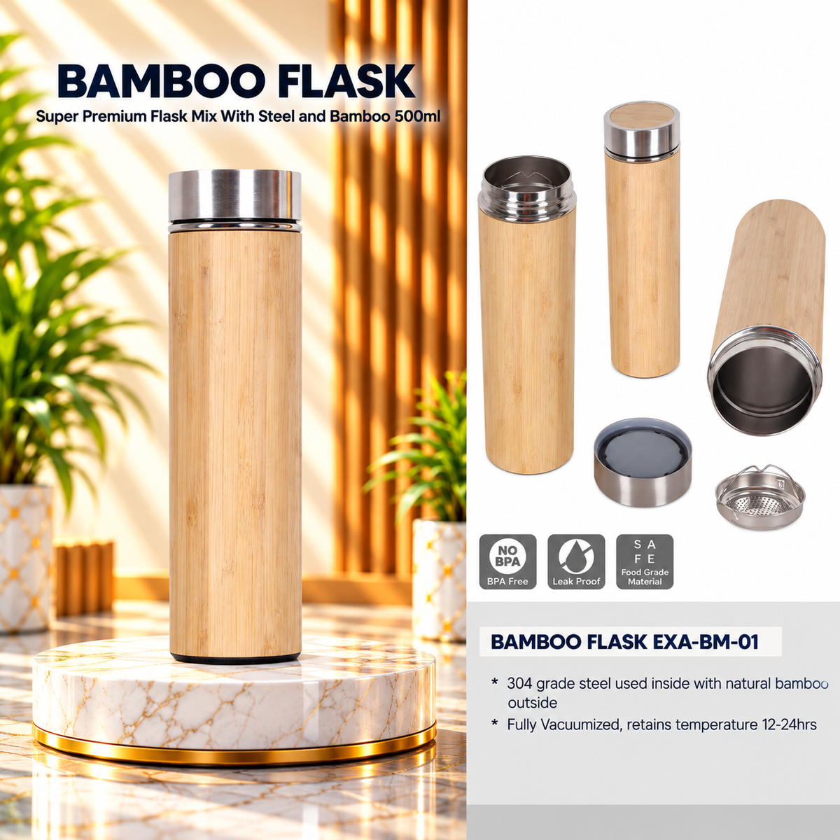 Bottle | Bamboo Flask | EXA-BM-01