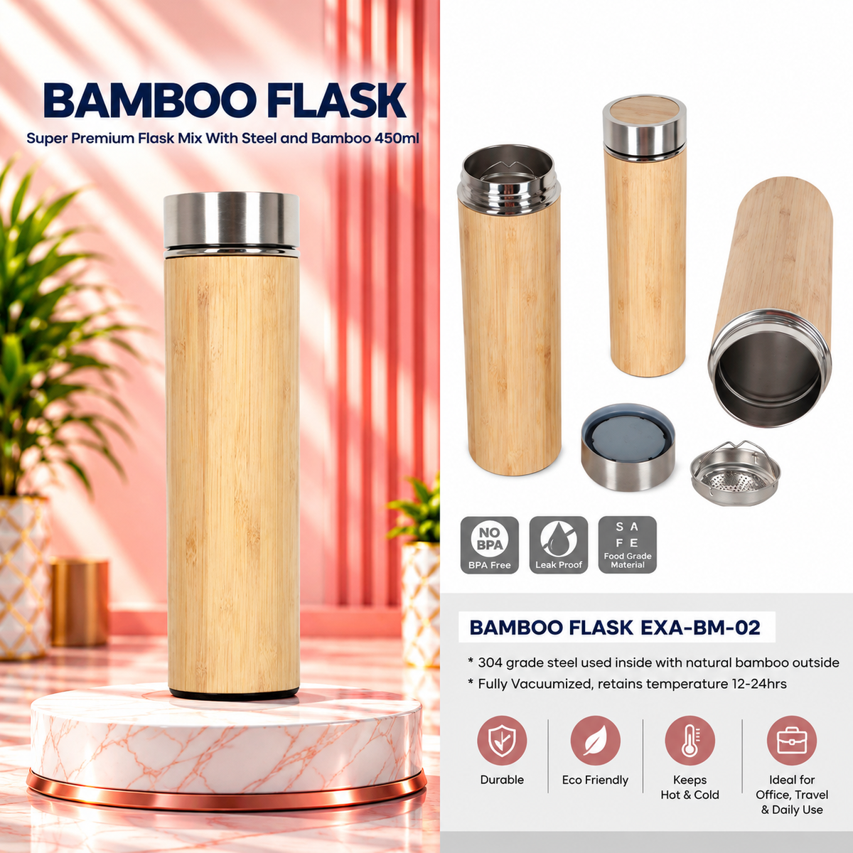Bottle | Bamboo Flask | EXA-BM-02