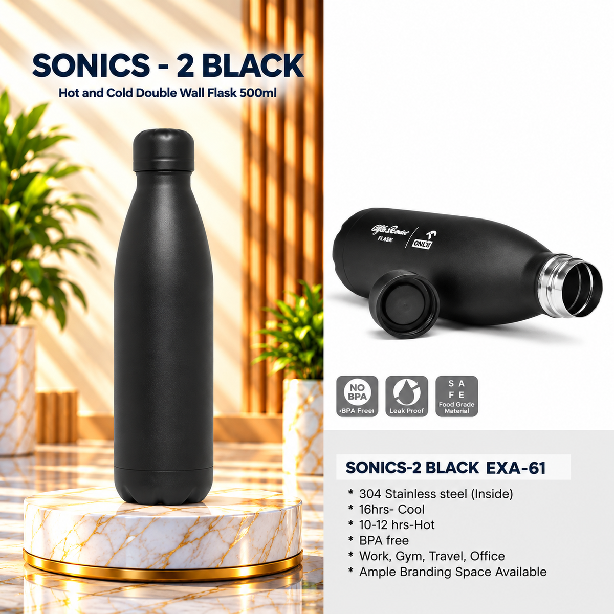 Bottle | Sonics-2 Black | EXA-61