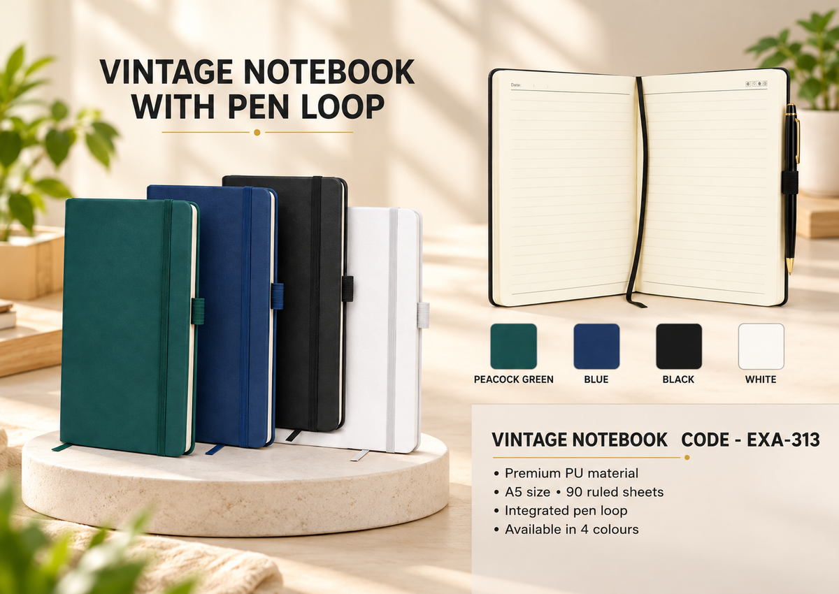 Notebooks | VINTAGE NOTEBOOK WITH PEN LOOP  | EXA-313