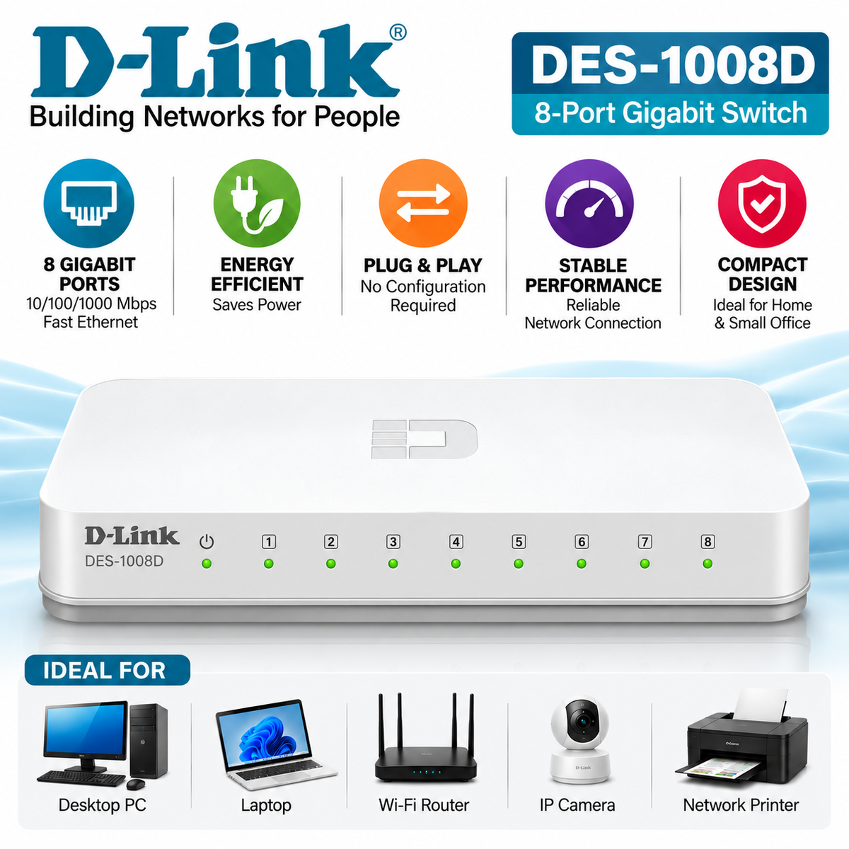 D-Link 8 port Giga Switch