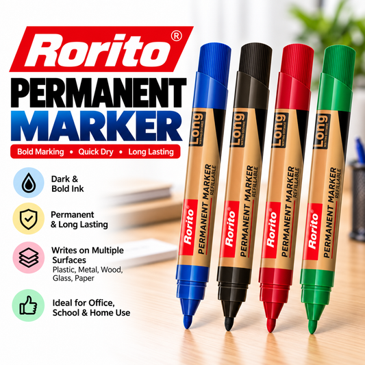 Rorito Permanent marker - Black, Blue, Red, Green