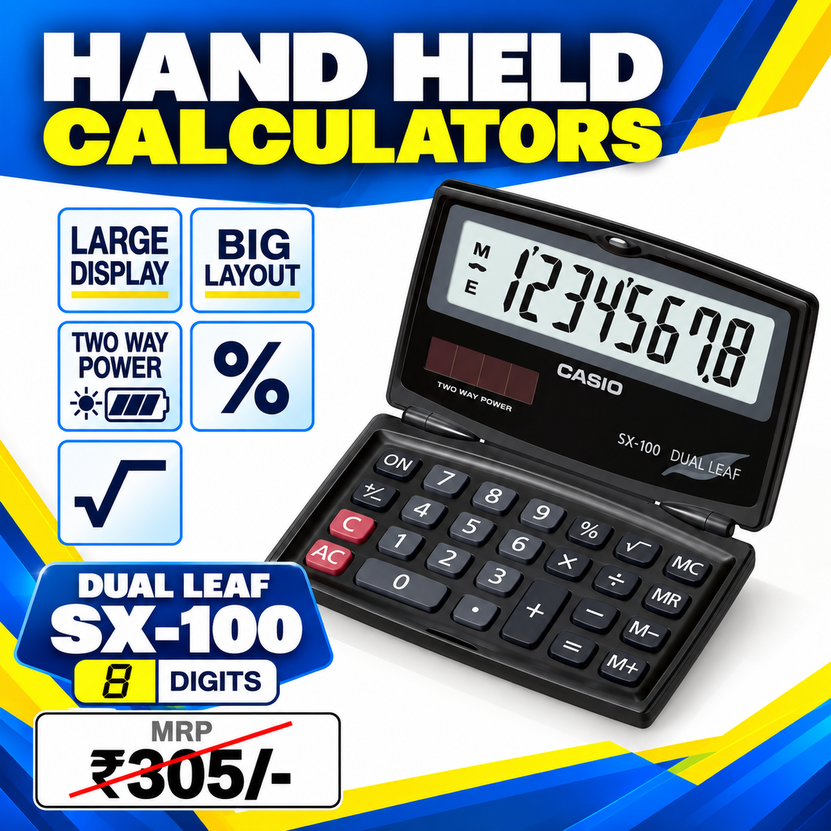CASIO Calculator | SX-100 (8 Digits) | Hand Held