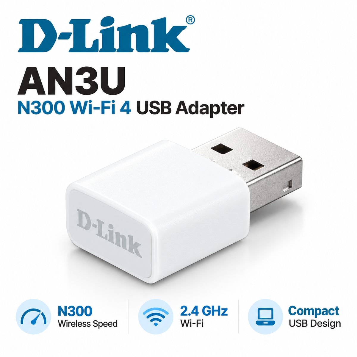 D-Link AN3U N300 Wi-Fi 4 USB Adapter