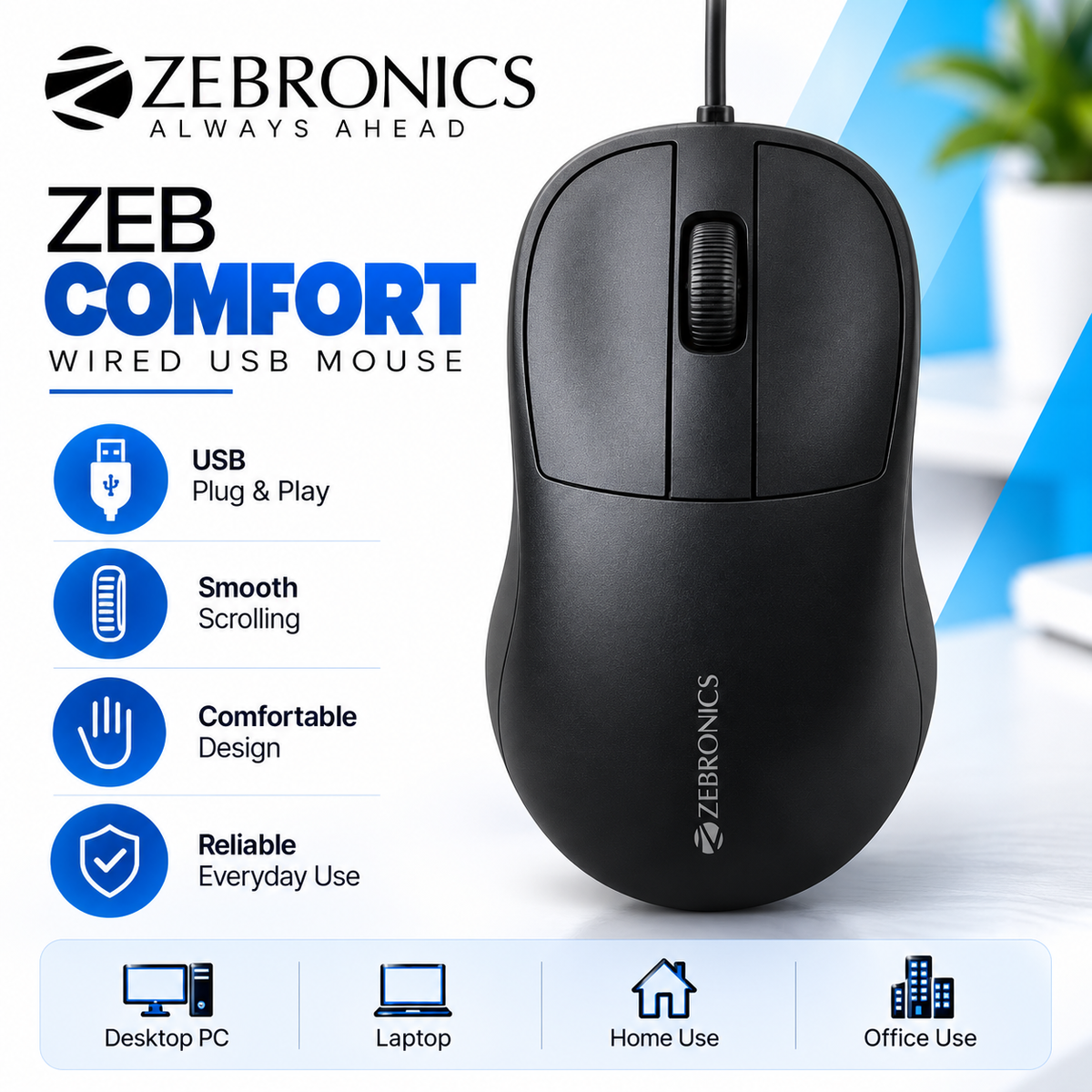 Zebronics USB Mouse - Zeb Comfort