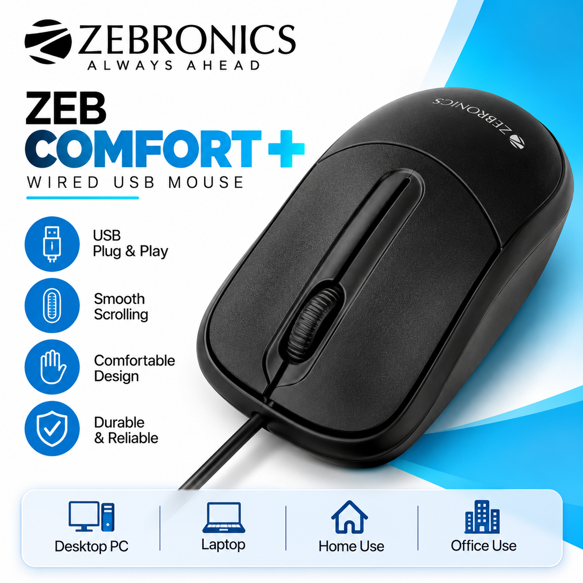 Zebronics USB Mouse - Zeb Comfort +