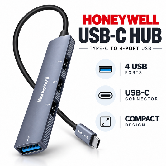 Honeywell New 4in1 Ultra Slim Multiport Type C Hub to 1xUSB 3.0 & 3xUSB 2.0 Ports