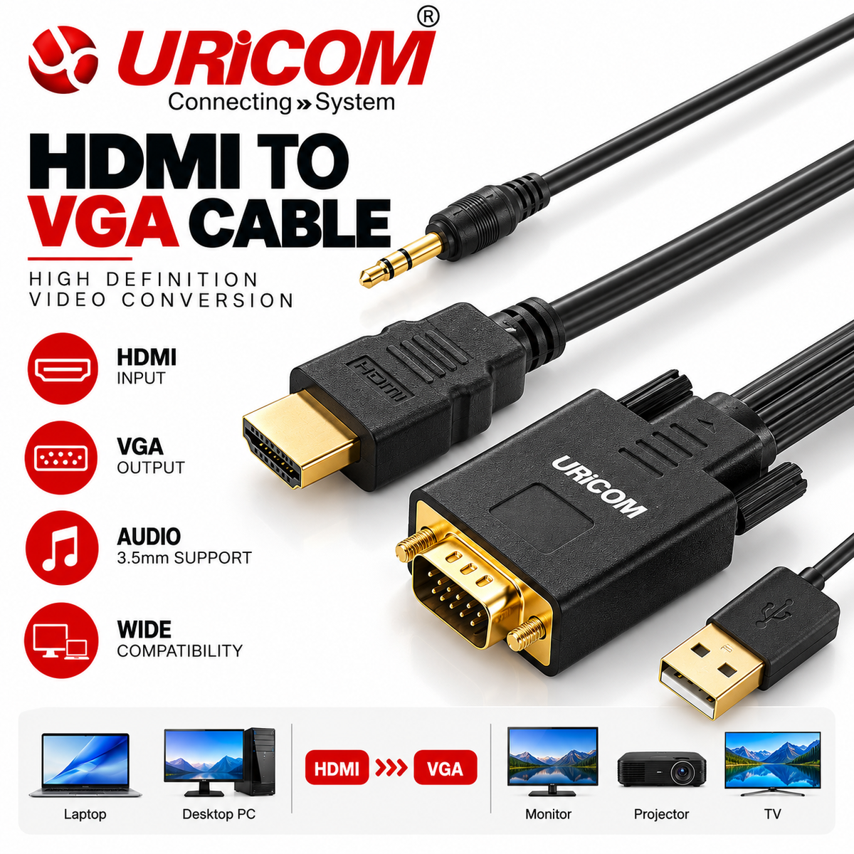 URiCOM VGA TO HDMI CABLE