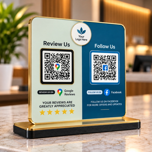 Customized Review Stand | NFC Feature |6mm Acrylic | Available in 6x6, 8x8 & 11x11 Sizes