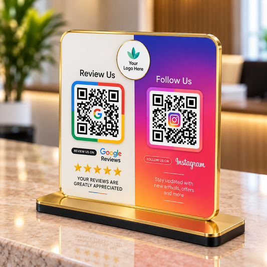 Customized Review Stand 2 | NFC Feature | 6mm Acrylic | Available in 6x6, 8x8 & 11x11 Sizes