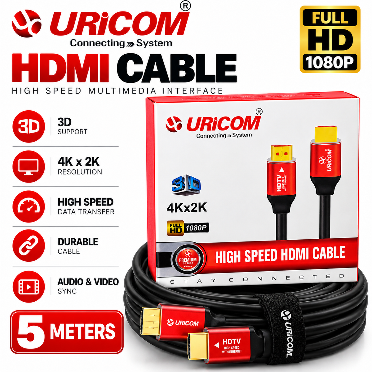 URiCOM HDMI Cable – 5 meters