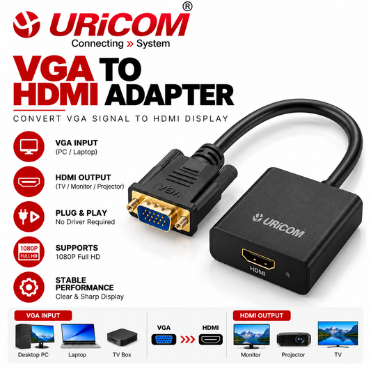 URiCOM VGA to HDMI Adapter