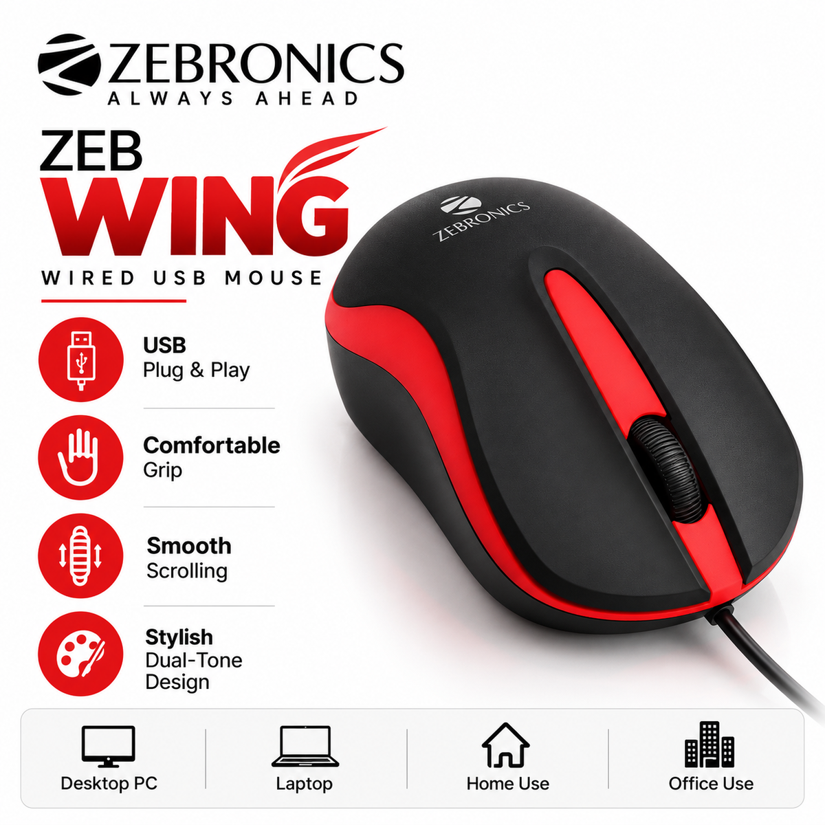 Zebronics USB Mouse - Zeb Wing
